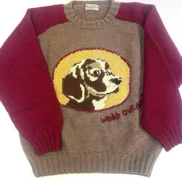 구제 의류 스웨터 강아지 모티브 뜨개질