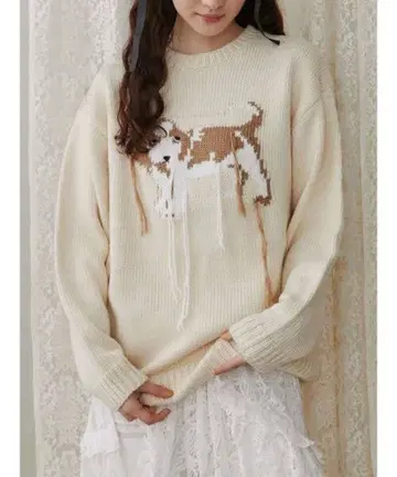 merry jenny 빈티지 라이크 도그 니트 개 도그