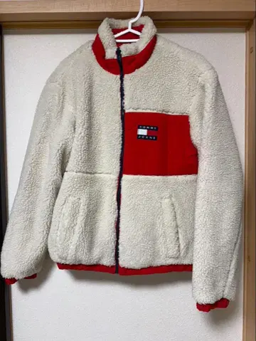 TOMMY JEANS 보아 자켓 화이트/레드 S