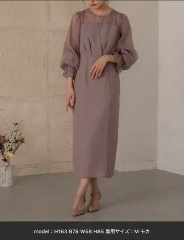 epic day 볼륨 슬리브 쉬폰 롱 원피스 결혼식 경사