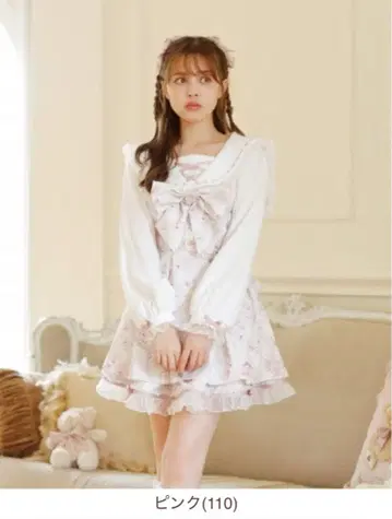 LIZLISA 베어 패턴 셋업 핑크