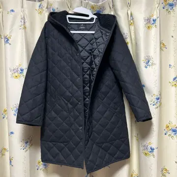 빅 사이즈 46 23구 울 퀼팅 코트 보아 후드