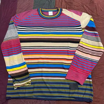 멀티 컬러 스트라이프 니트 스웨터