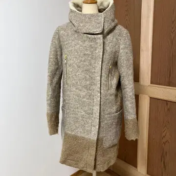 후드 부착 울 혼방 코트