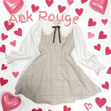 새상품급 Ank Rouge 베이지 계열 체크 긴팔 원피스 M