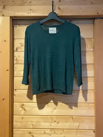 켄랜드 린넨 100% 다크 그린 긴팔 T셔츠 S