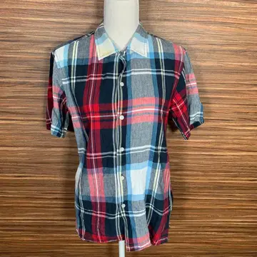 세이브 카키 유나이티드 셔츠 XS 사이즈 빨간색 레드 반팔 체크