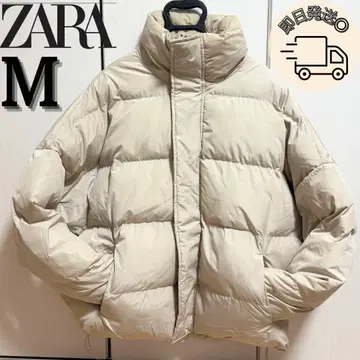 ZARA 드롭스 로고 다운 베이지