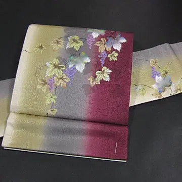 새상품 순수 실크 지문 염색 오비 만들기 오비 포도 당초