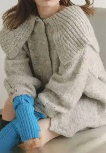 kastane 카스타네 BIG 카라 멜란지 니트 블루