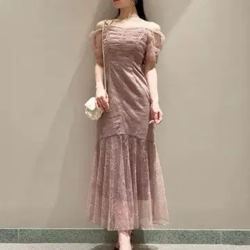 SNIDEL 핑크 레이스 드레스