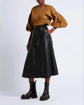 벌룬 슬리브 블라우스 상의 카키 8byyoox