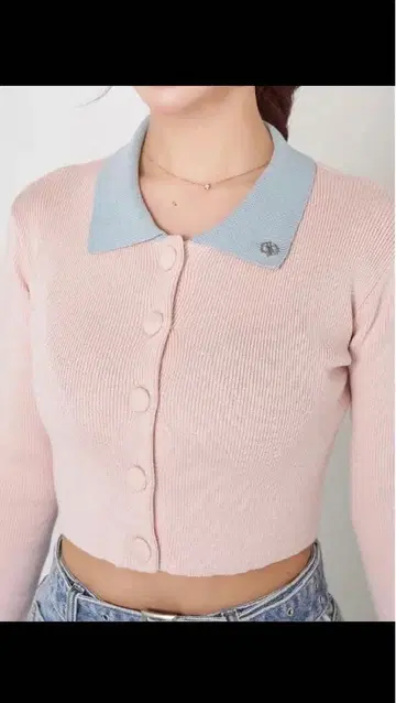 DD 버튼 바이컬러 니트탑 다리치