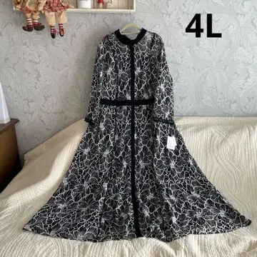 새상품*빅 사이즈 4L*페미닌 롱 원피스 드레스 전체 레이스