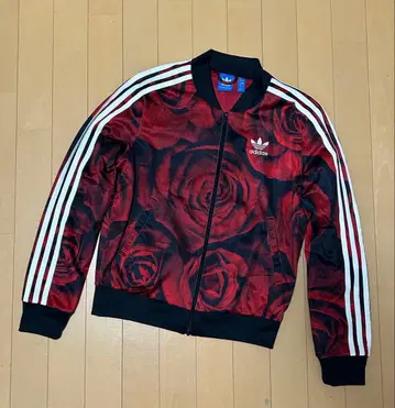 아디다스 트랙 자켓 장미 무늬 블랙 레드 여성용 M 상당