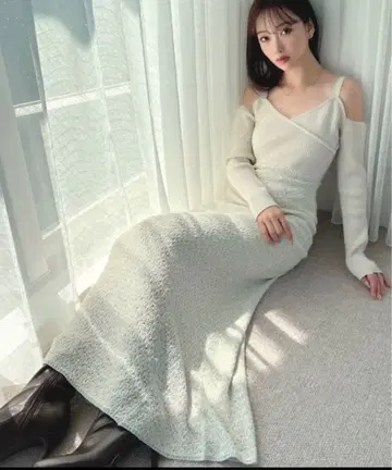 원피스 트위드 콤비 머메이드 니트 원피스