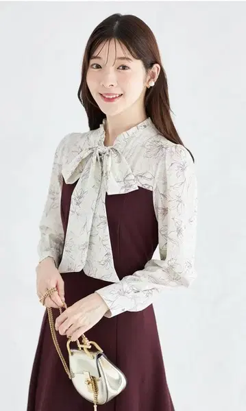 [ 새상품 ] 토코 클로젯 보타이 리본 플라워 프린트 도킹 원피스