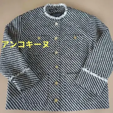 새상품급 앙코퀸 실링 스탬프 버튼 트위드 자켓 블랙 무늬 LL