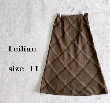 Leilian 체크 무늬 브라운 롱 스커트 사이즈 11