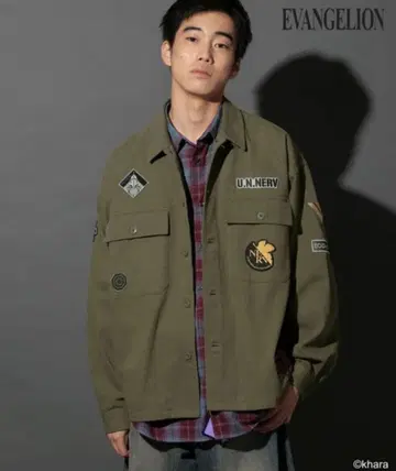 에반게리온 콜라보 밀리터리 셔츠 자켓 niko and -