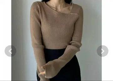 Louere 아지메 넥 리브 니트