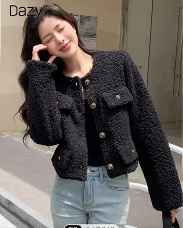 블랙 보아 노카라 자켓 M 사이즈