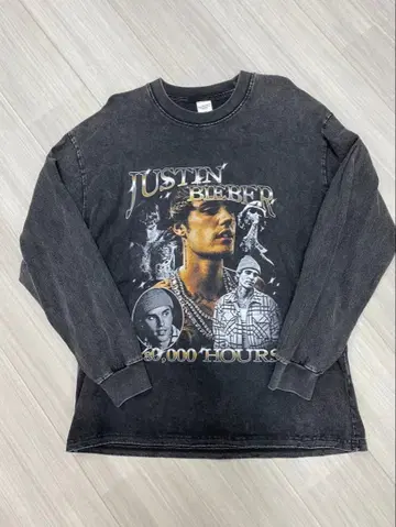 Justin Bieber 프린트T 긴팔 티셔츠
