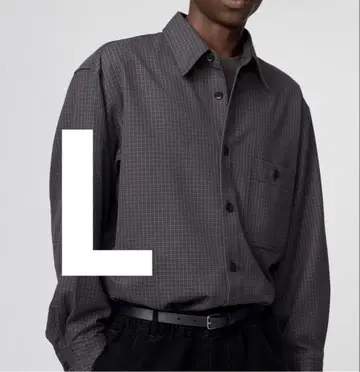 유니클로 U 트윌 워크 오버 사이즈 셔츠 L 다크 그레이