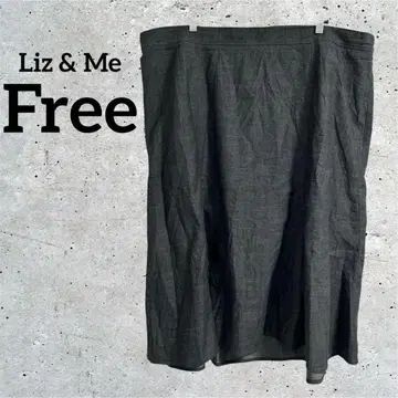 Liz&Me 데님 롱 기장 스커트 플레어 블랙 [ F ] 무지 빅 사이즈