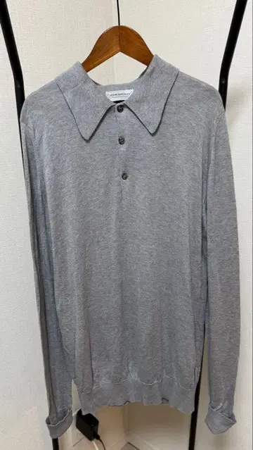 JOHN SMEDLEY 그레이 피케 셔츠 XS 씨 아일랜드 코튼