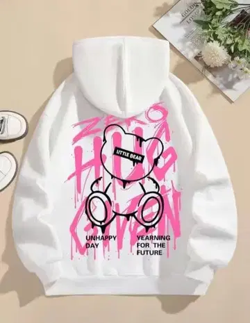 화이트 하트 그래픽 후드티