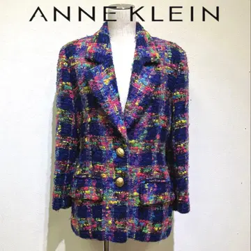 ANNE KLEIN 언클라인 컬러풀 트위드 자켓 골드 버튼
