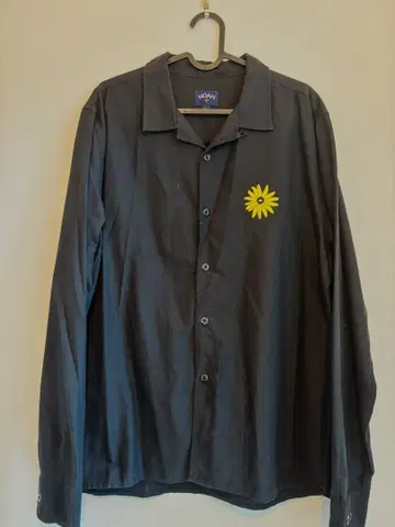 NOAH 블랙 긴팔 셔츠 L 해바라기 자수