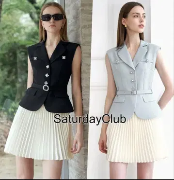 [ Saturday club ] 슬리브리스 자켓 스타일 블랙 드레스