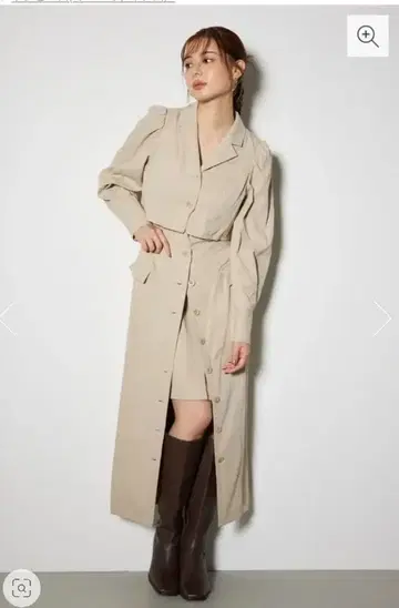 랩 패턴 롱 타이트 원피스