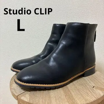 Studio CLIP 웰트 스티치 부츠 블랙 가죽 숏부츠 L