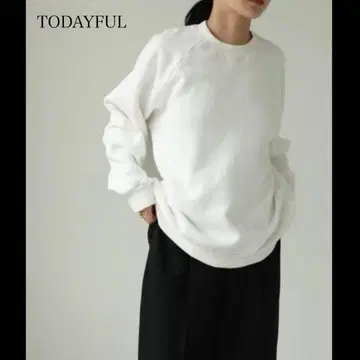 todayful 래글런 크루넥 맨투맨 화이트 프리 사이즈