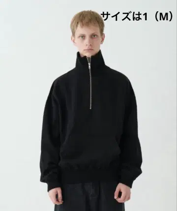 [ Gaphos ] 볼륨 넥 하프 지퍼 맨투맨 블랙