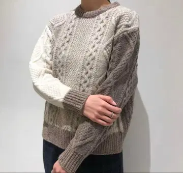 빔즈 보이 BEAMS BOY 3게이지 아란 크루 니트 울 니트