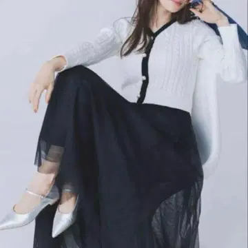 아푸와이저 리셰 케이블 가디건 도킹 원피스 배색 펄