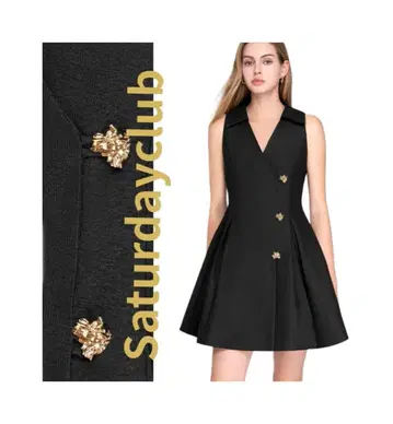 [ Saturday club ] 슬리브리스 플레어 드레스 블랙