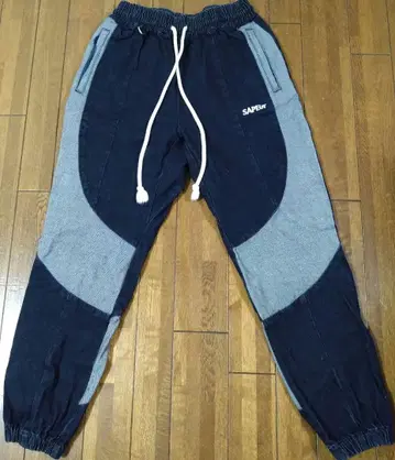 SAPEuR 데님 트랙 팬츠 네이비/그레이