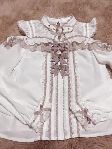 3개 리본 프론트 초커 블라우스 - 핑크