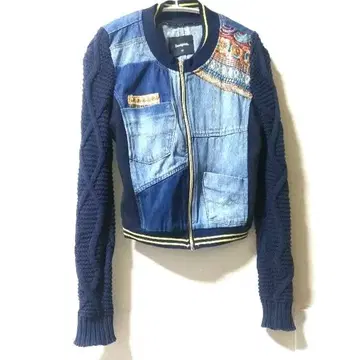 Desigual 데시그알 자수 절개 데님 x 니트 자켓 36