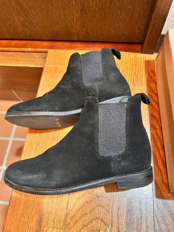 천연 가죽 FREAK'S STORE 블랙 사이드 고어 부츠 스웨이드