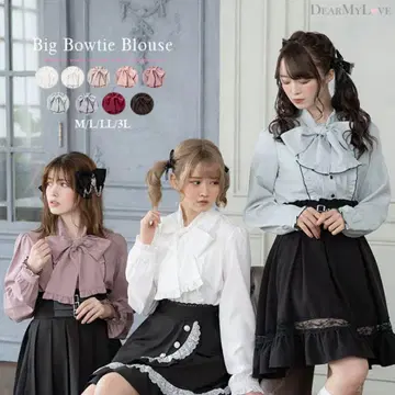 큰 보타이 프릴 블라우스 3L