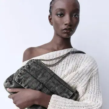 ZARA 워시 가공 플랩 락카 숄더백 자라 체인 블랙