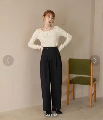 hinari 랩 턱 팬츠 블랙 XS