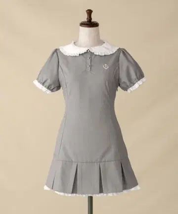 PriCHOU 프릴 칼라 미니 원피스 그레이