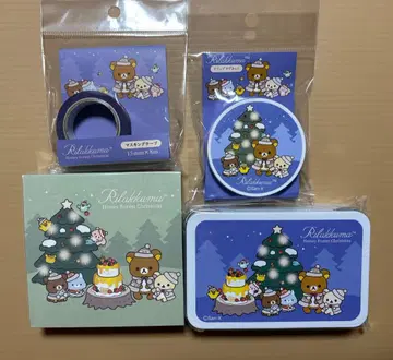 리락쿠마 마스킹 테이프 블록 메모 클립 마그넷 캔 캔디 4점